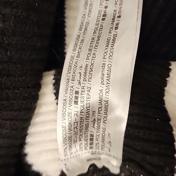 MANGO Crop V Sweater Vest sz Medium Black and White Striped - Picture 5 of 9